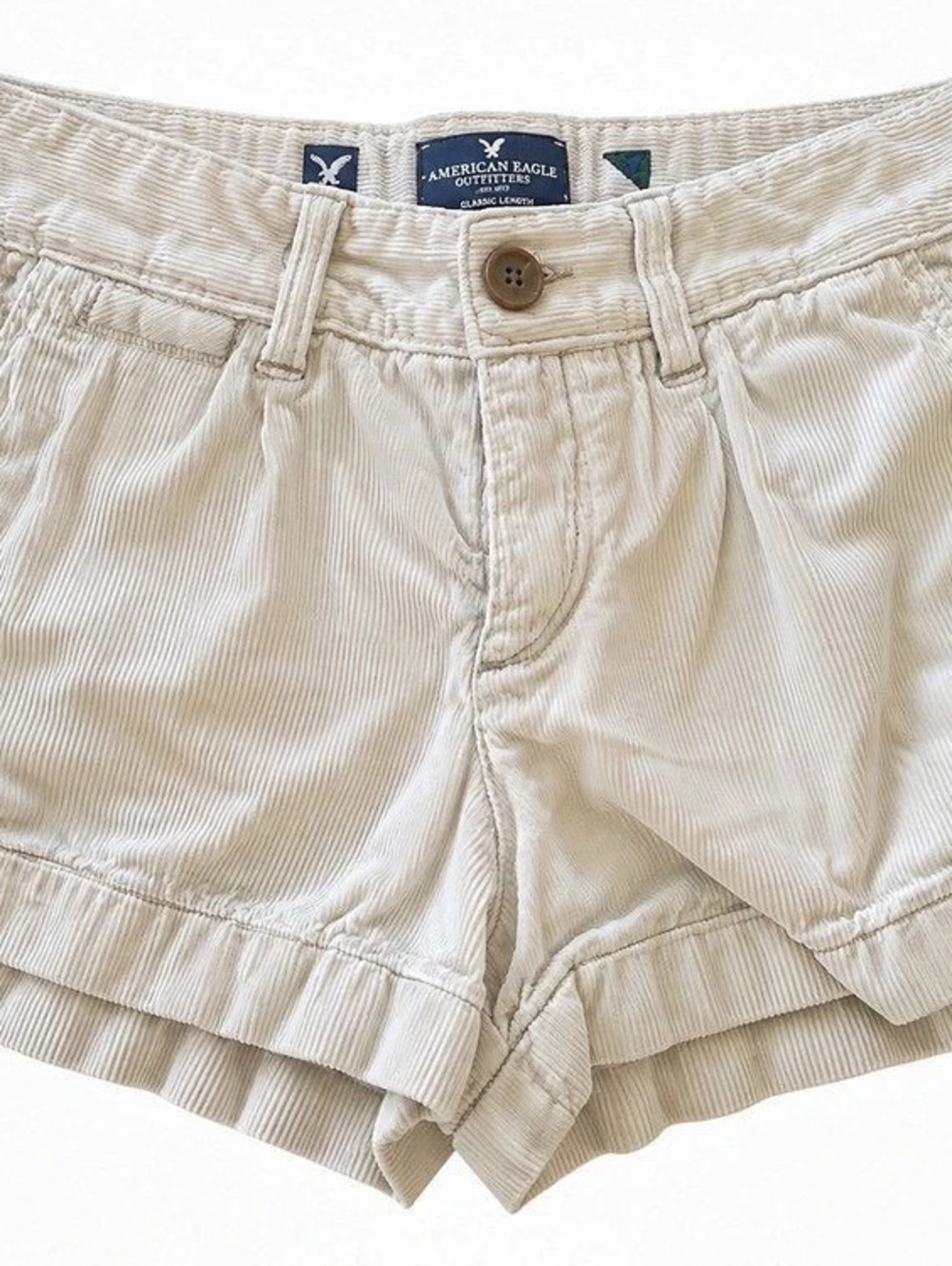 American Eagle Outfitters Ribbed Shorts in Cream